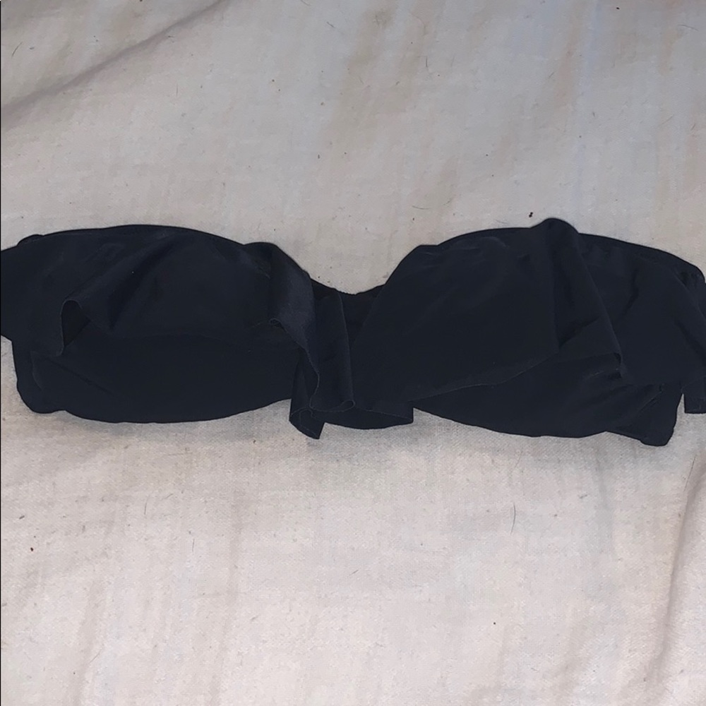 victoria secret black ruffled bandeau bathing suit